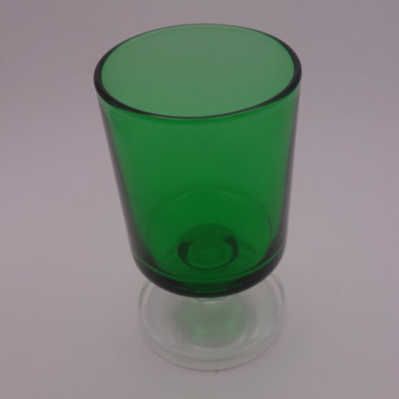 One(1) Green Glass with Circular Stem Base France - Picture 2 of 14